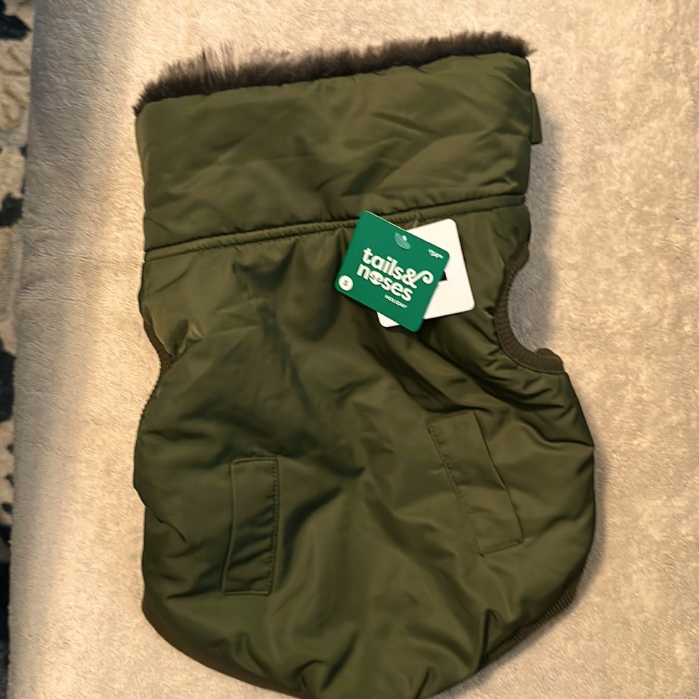 Olive colored Winter coat for 9-12 lb dog